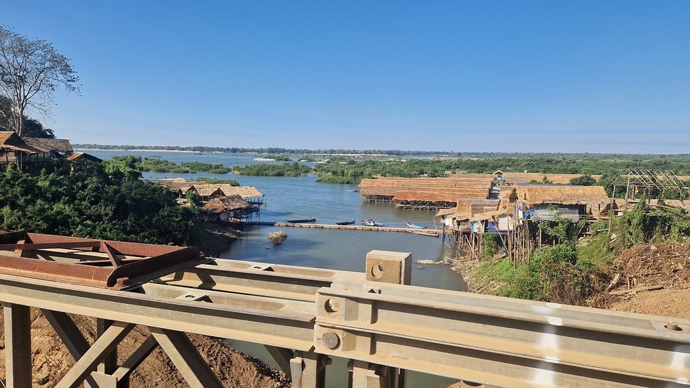 Thatched bungalows and stilt homestays along the Mekong